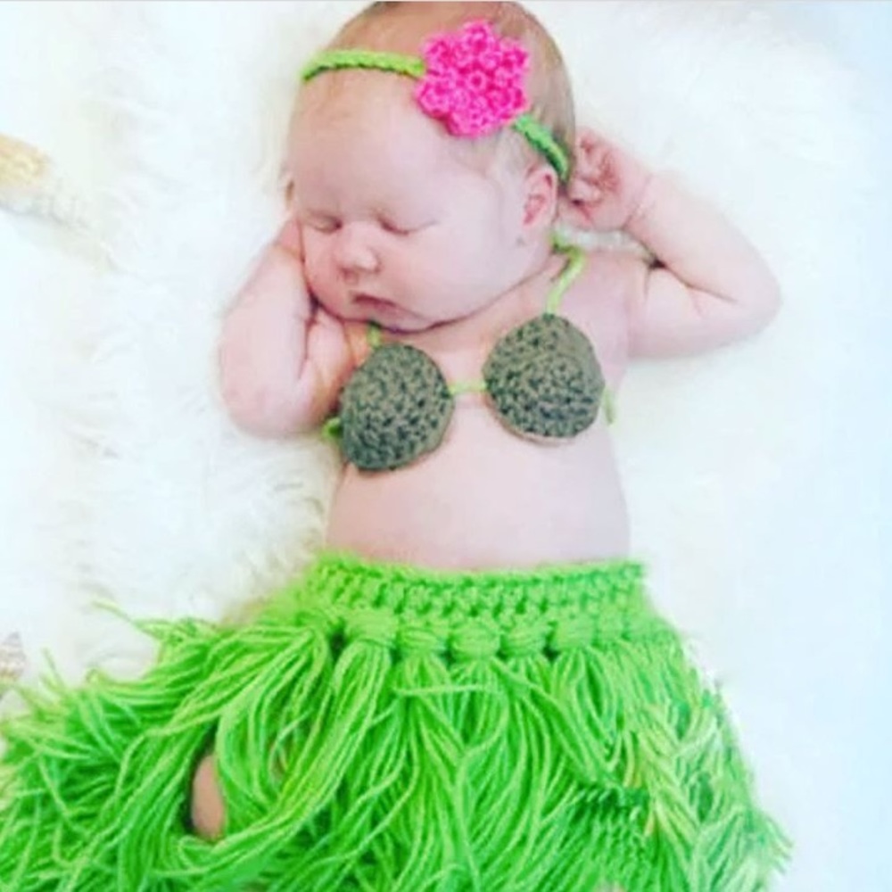 3 pc hand crocheted mermaid newborn photo prop set